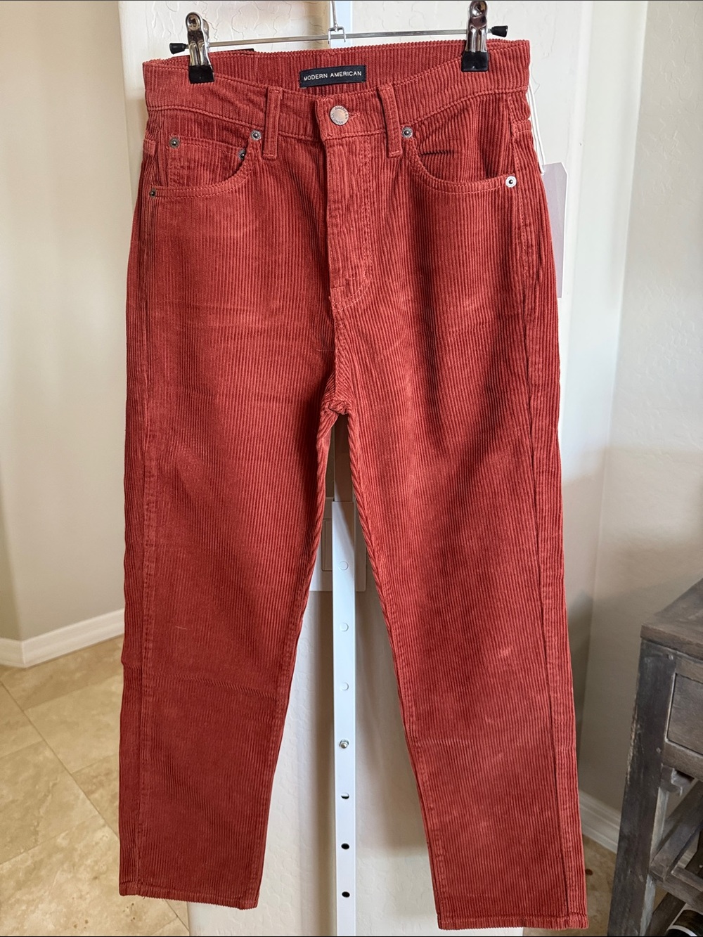 NWT Modern American Lafayette Corduroy Pants Rust High Rise Straight Leg - Picture 3 of 6